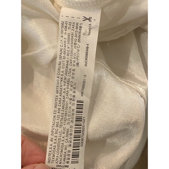 Zara NWT cropped white button-down size small women's pearl long sleeve Blouse - Picture 8 of 8